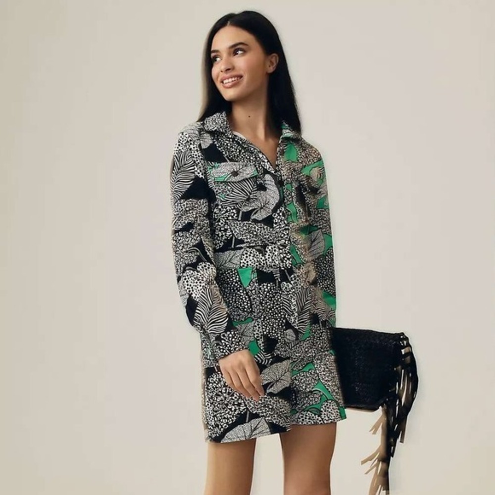 FARM Rio Black White and Green Printed Long-Sleeve Romper - Picture 2 of 11